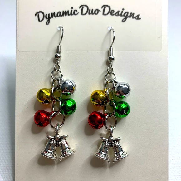 Christmas Jingle Bells 🔔 earrings with Bell Charm - Picture 4 of 5